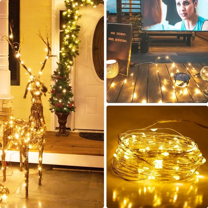 USB LED Lichterketten 5/10/20M Silber Draht Girlande Licht Wasserdichte Lichterkette Für Weihnachten Hochzeit Party Dekoration