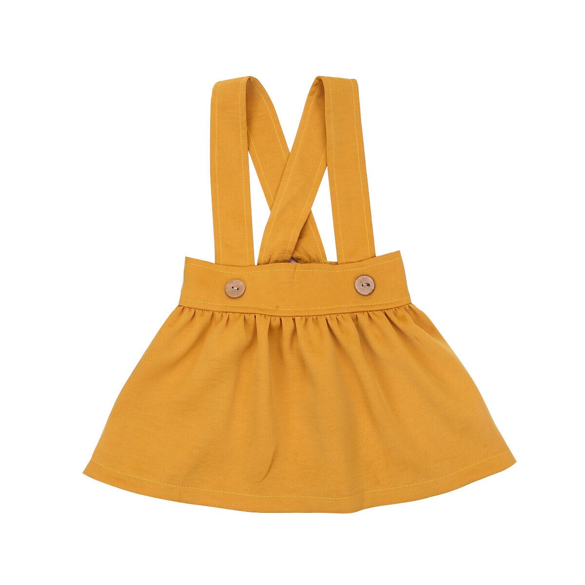 Jupe à bretelles pour -né fille, salopette à boutons, tenues de fête en coton, 0-3 ans: YELLOW / 24M