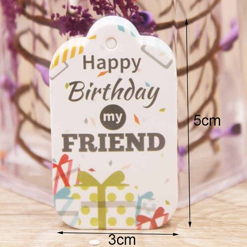 100pcs Happy Birthday Tag White Hang Tag DIY Paper Label Tag Garment Tags Party Paper Box Packing Label Cards
