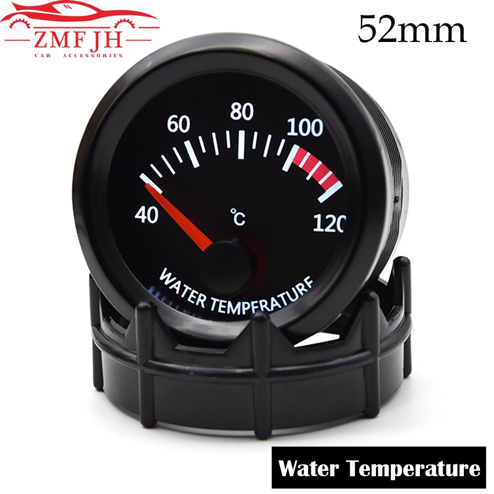 52Mm Zwart Shell Auto Motor Water Temperatuurmeter 40-120C Water Temperatuurmeter Met M10 Water Temp Sensor Celsius Temp meter