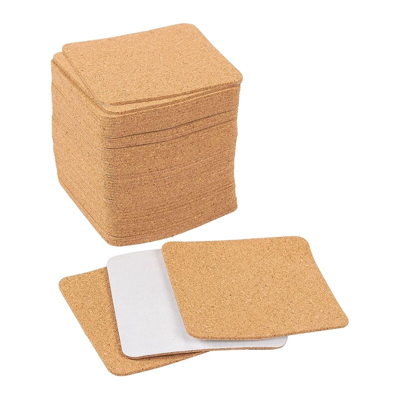 Self-Adhesive Cork Coasters,Cork Mats Cork Backing Sheets for Coasters and DIY Crafts Supplies (50, Square)