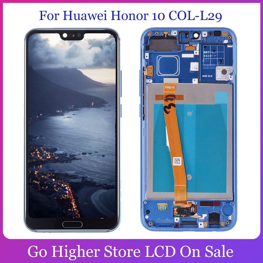 LCD pour Huawei Honor 10 Lcd COL-L29 écran LCD + écran tactile assemblage empreinte digitale avec cadre