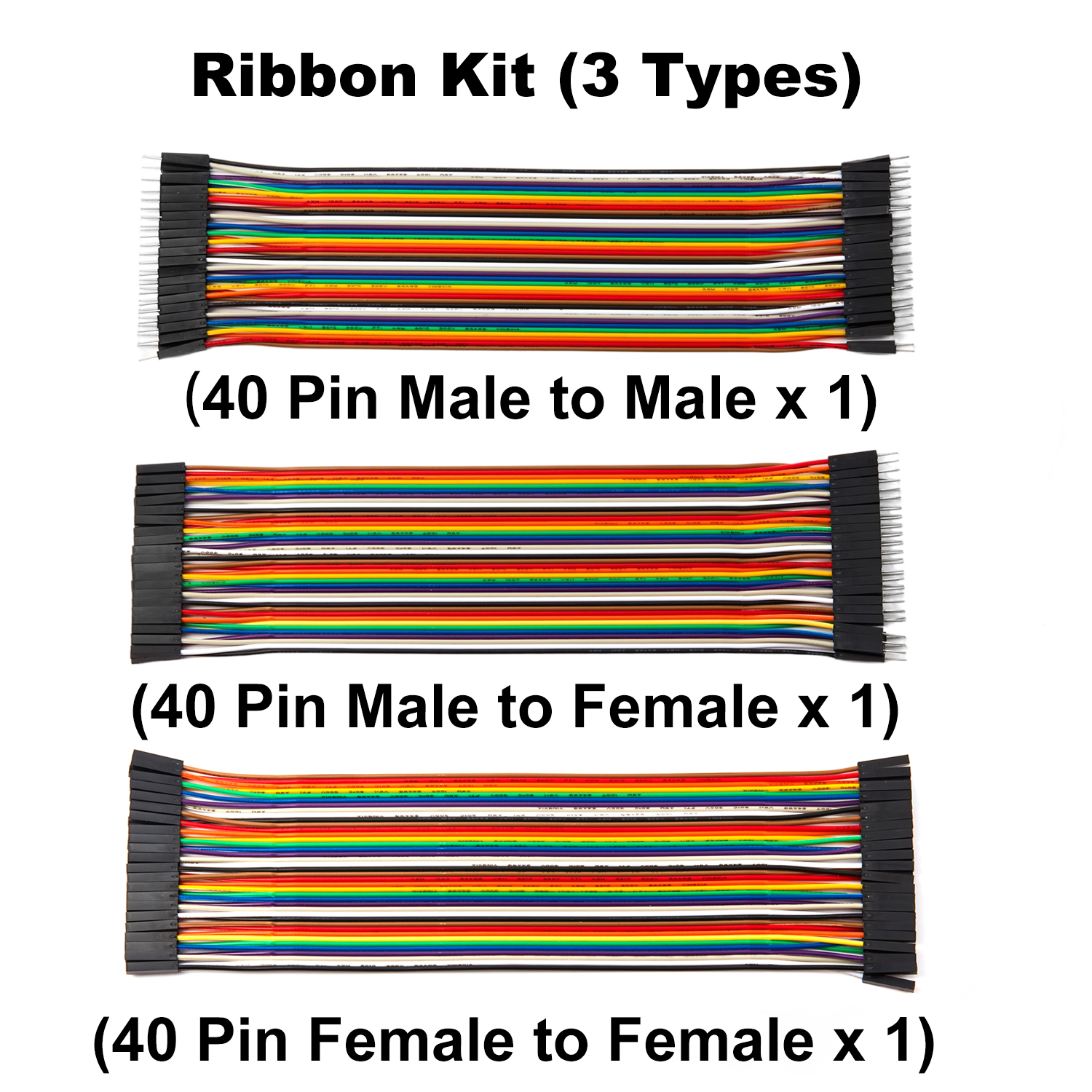 10cm 20cm 30cm 24AWG Dupont Cable Line Copper Long Ribbon Jumper Wire Male Female Connector Kit Set for DIY Arduino Breadboard: 3 x 40pin Ribbon Kit / 10cm