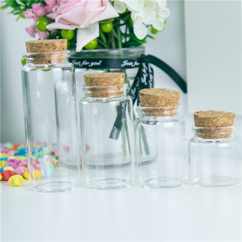 6PC Bottiglia di Vetro Con Tappo In Sughero Vuoto Vasi Trasparenti Fiala 50ml 80ml 100ml 150ml di Liquido Della Caramella vaniglia Pillola di Grado Alimentare di Stoccaggio Vasi Bottiglie