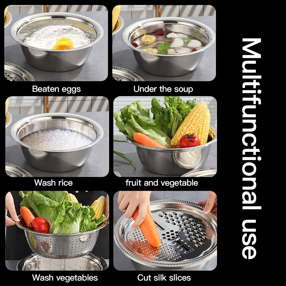 Multifunctional Creativity Stainless Steel Grater Basin Grater Food Drainer Vegetable Slicer Household Product Kitchen Accessory