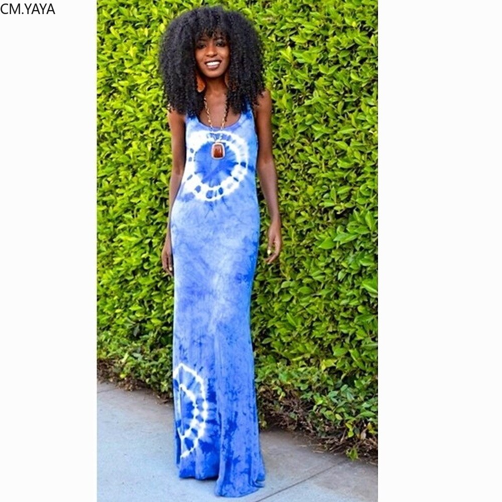 CM.YAYA-vestido largo ajustado de mujer, vestido largo ajustado sin mangas, con estampado de agujeros negros y tirantes finos de mujer para y club nocturno