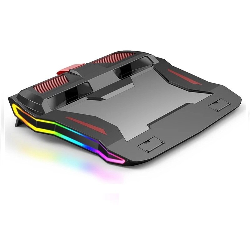 Adjustable Notebook stand Cooling Base RGB Gaming Laptop Cooler 3000 RPM Powerful Air Flow Cooling Pad Compatible With Notebook: RGB light