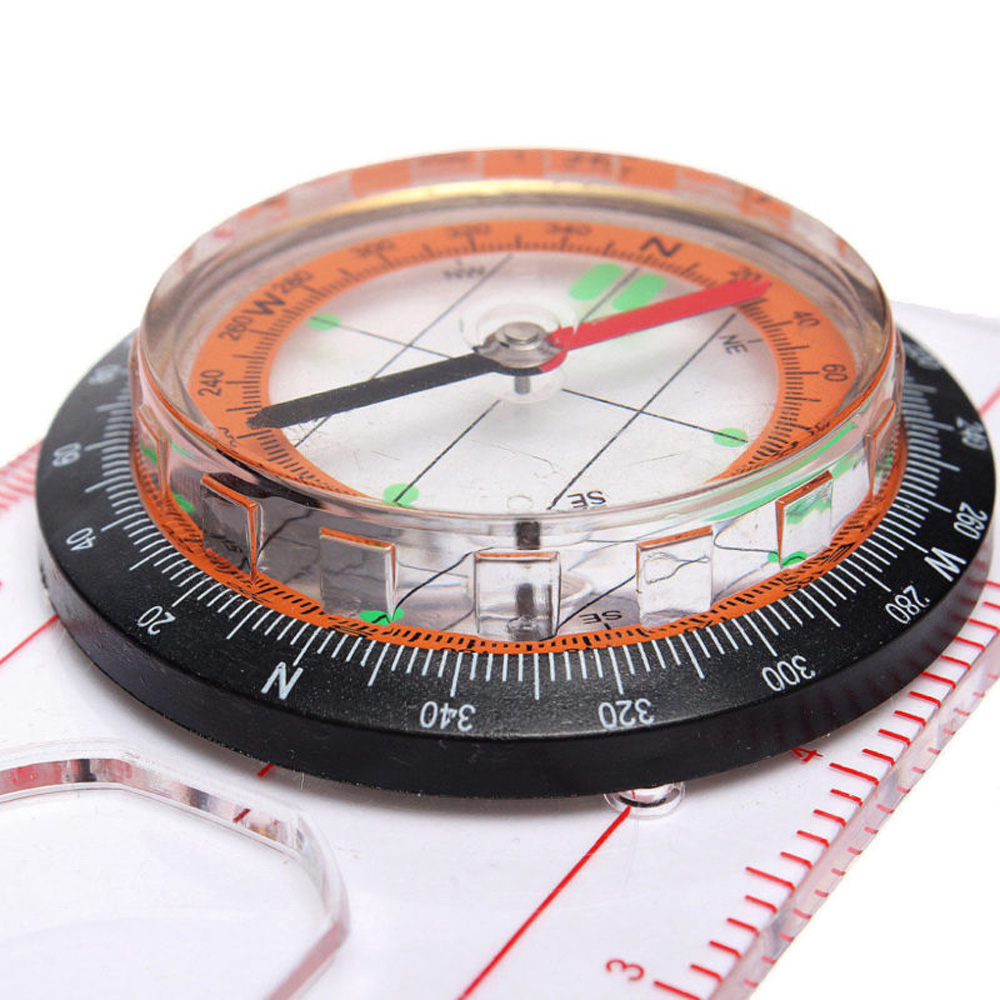 map scale Ruler Compass Map Scale with Magnifier Hiking Survival Multifunction Camping Portable Outdoor Pocket
