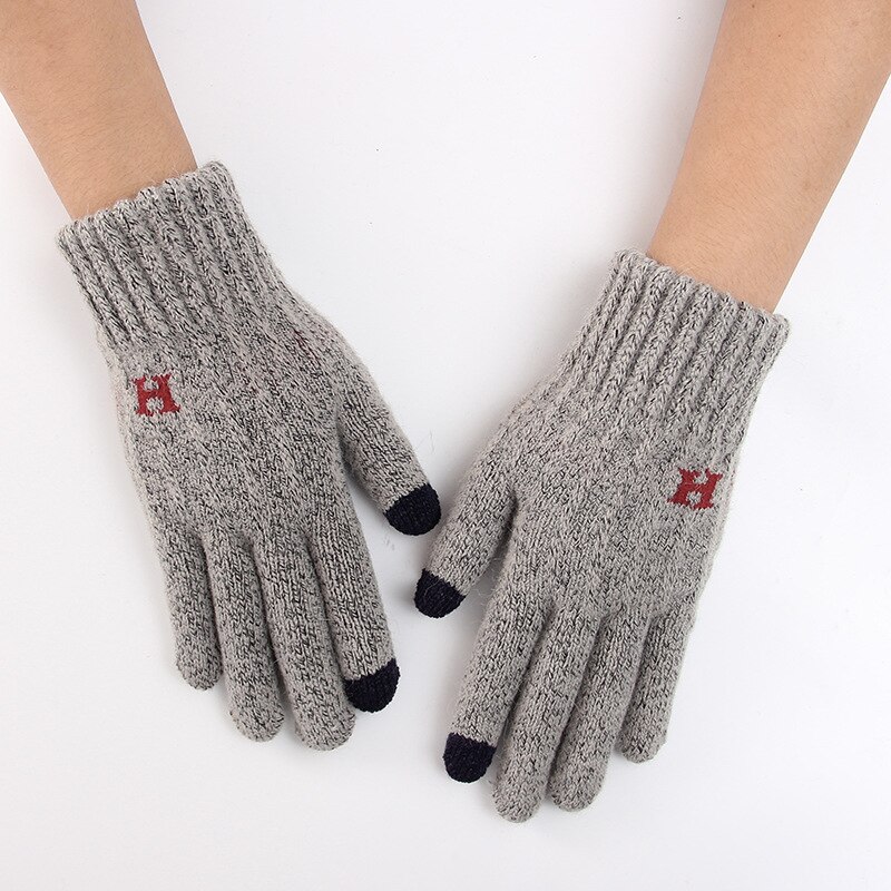 Guantes invierno guantes de pantalla táctil engrosada lana guantes lana tejidos de teléfono móvil juegos de aprendizaje en guantes de los hombres: A349-1