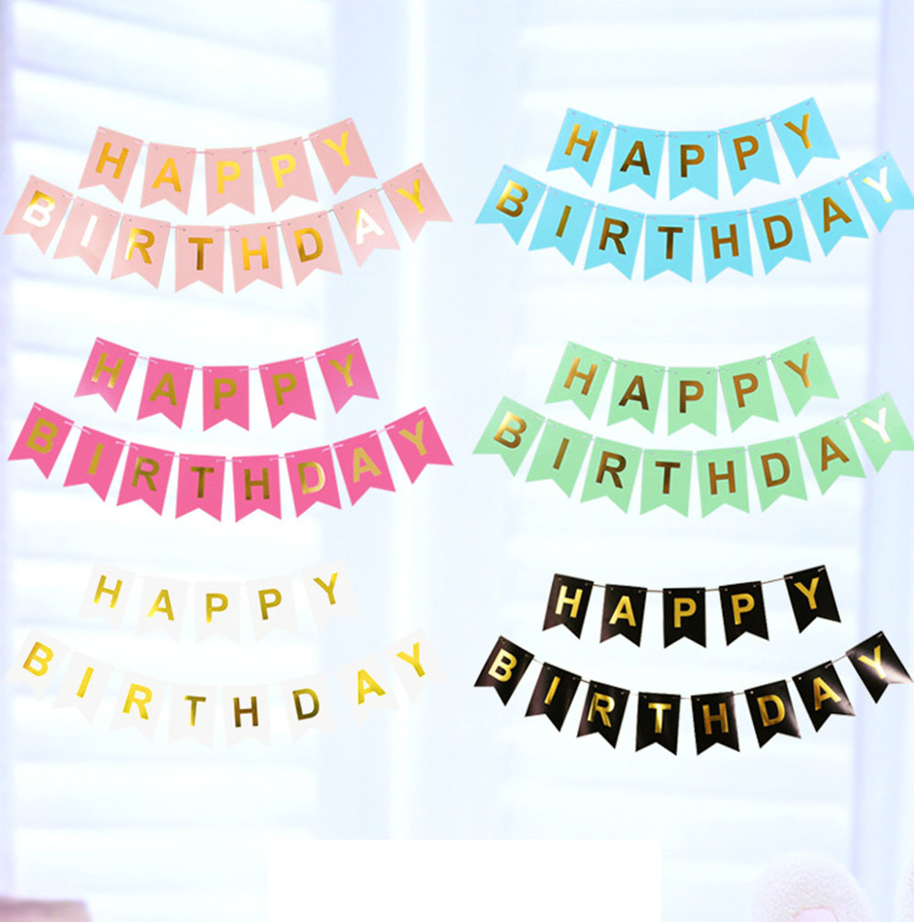 Banner de feliz cumpleaños, decoración de de cumpleaños, serpentinas, guirnalda, bandera, adorno de jardín para sala de estar, banderines de escena para niños y adultos
