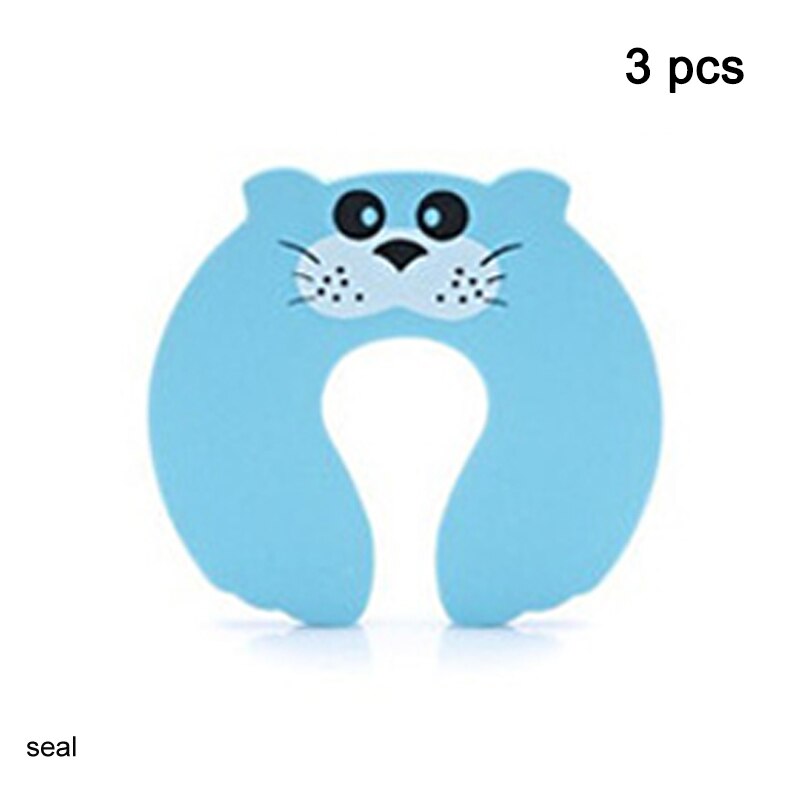 Tope de puerta con dibujos de animales, cerrojo para mejorar el hogar, seguridad para bebés y niños, Protector de dedos, pellizco, Tope de puerta, 3 unids/set por Set: seal