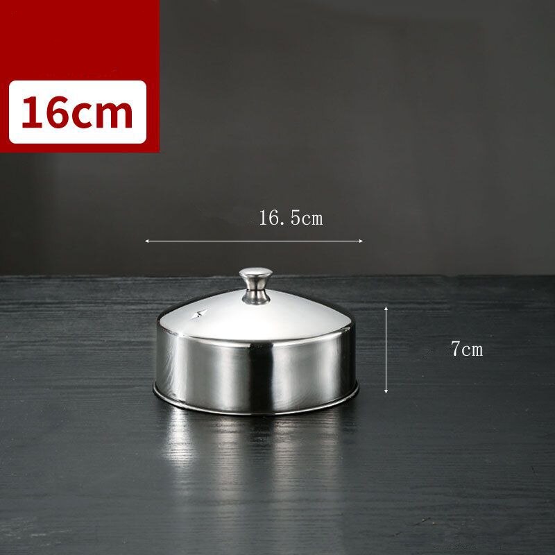 Stainless Steel Food Steamed Instant Pot Steamer Rack Cooker with Cover Food Steaming Tray Grid Double Ear Kitchen Cooking Tool: 16cm Lid