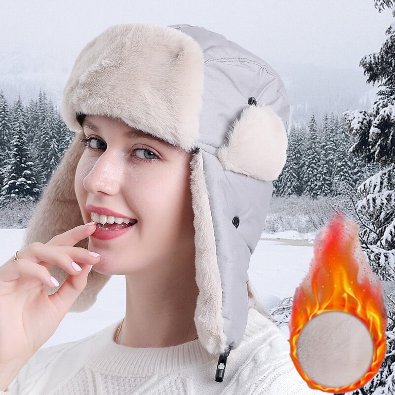 Wintermutsen heren dames warme mutsen plus fluwelen koudebestendige verstelbare mutsen winddichte gezichtsbedekking skimutsen sets gymmutsen: Pet grijs