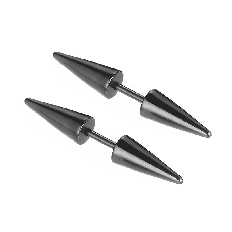 Pendientes de aro Punk negros de acero inoxidable para hombres y mujeres, pequeños colgantes de Cruz redonda de , accesorios de joyería, pendientes: Con recubrimiento de titanio