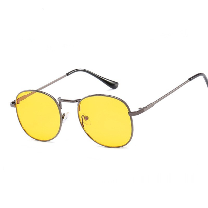 Gafas de ordenador redondas resistentes a la radiación para hombre, gafas para mujer Geek antirayas azules, gafas para Gaming Freak Eye Protection, montura amarilla para lentes: GREY
