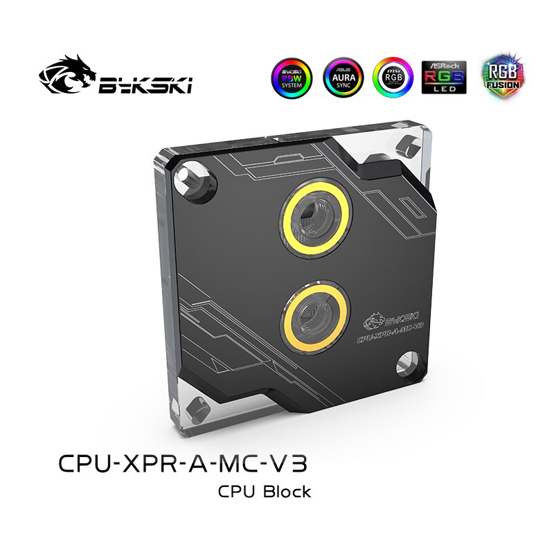 Bykski CPU-XPR-A-MC-V3 RBW RGB Led CPU Water Cooling Block for Intel 115x 1200 1700 Black