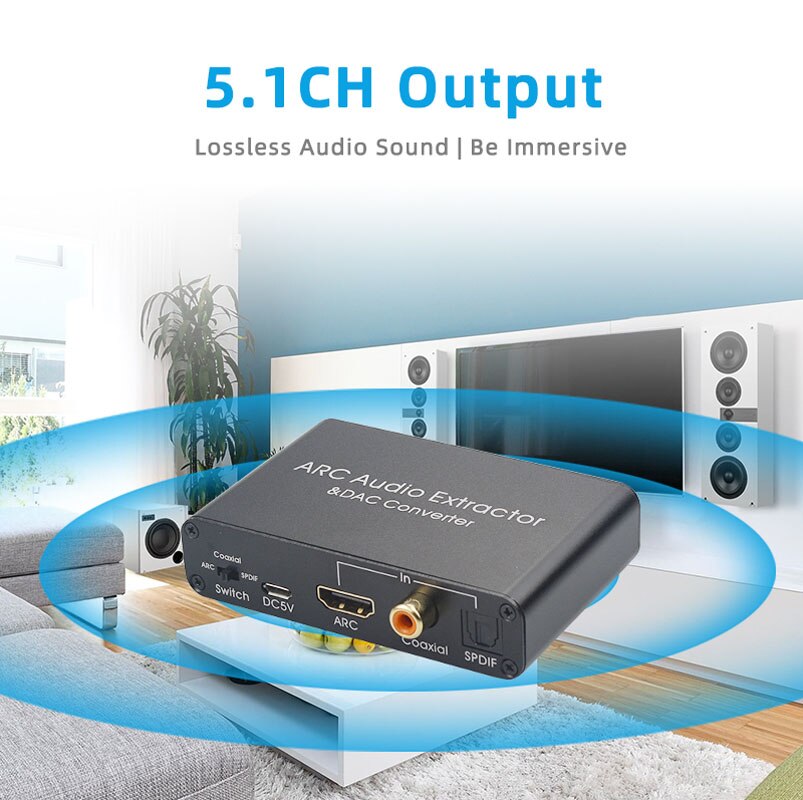 ARC Audio Adapter HDMI-compatible Audio Extractor Digital to Analog Converter DAC SPDIF Coaxial RCA 3.5mm Jack Output AY80-PRO