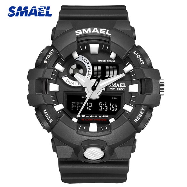 SMAEL Blue Camouflage Sports Watches Men Digital Wrist watches Man Student Quartz Electronic Dual Display Wristwatches: WS-1642A-02