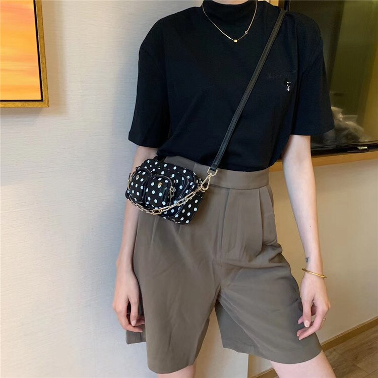 Dames handtas heuptasjes met stippen dames retro ketting pu leren borsttassen handtassen heuptasje