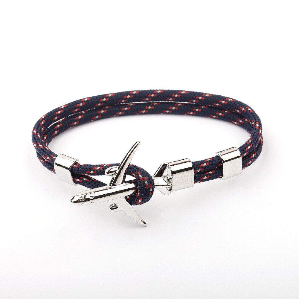 Gevlochten Armbanden Mannen Charm Rope Chain Vliegtuig Anker Armband Mannelijke Vrouwen Air Vliegtuig Stijl Gevlochten Armband Sport Haak