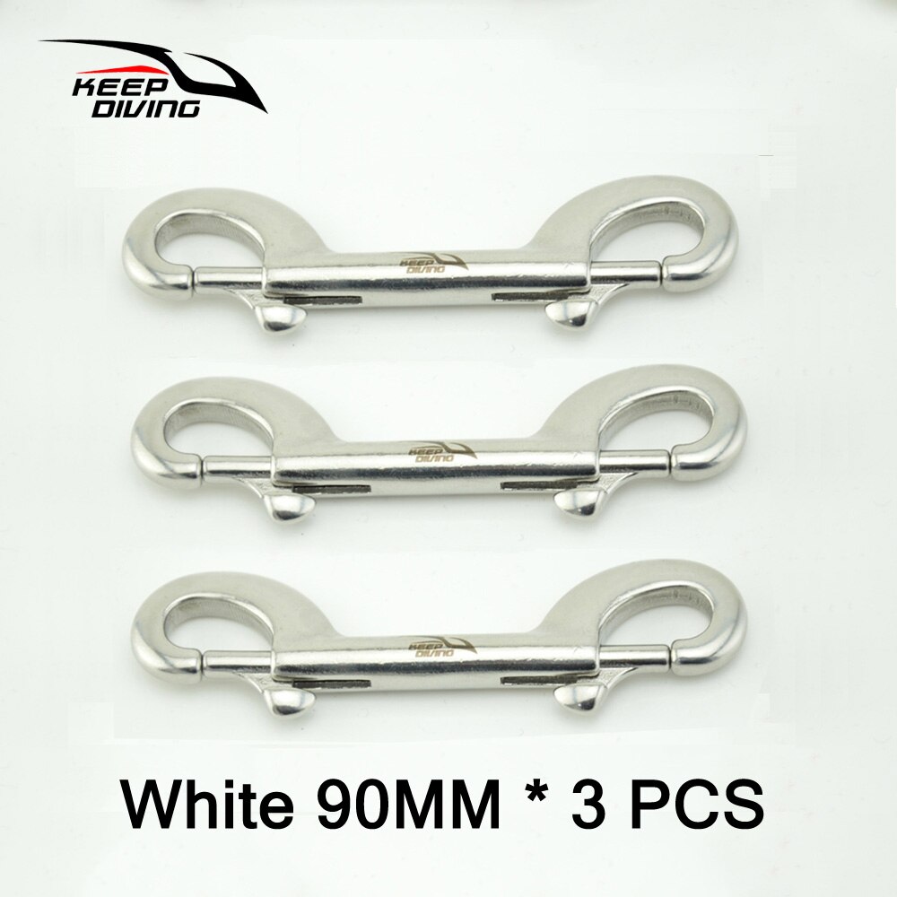 KEEP DIVING 316 Stainless Steel Scuba Diving Double Ended Hook BCD Chioce Snap Bolt kit Quick Draw: White 90MM 3PCS