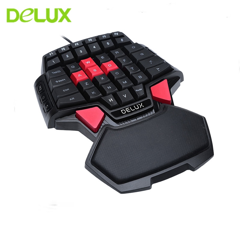 Delux T9 Gaming Keyboard One Hand PC Gamer Keypad Ergonomic Mini Small Portable Wired Computer Keybord For Laptop Mac Overwatch