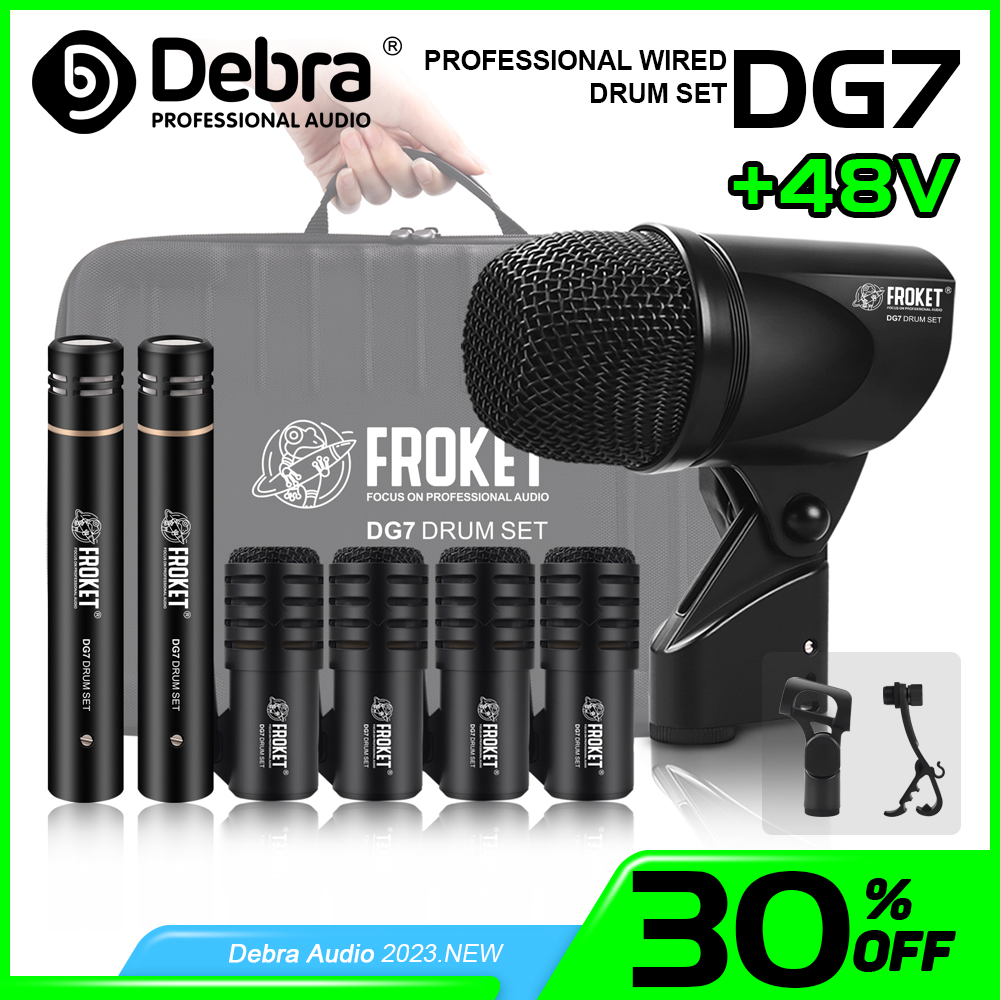 DG7 Drummicrofoons Kit Cardioid Bedraad Professionele Tom Snare Evolution-serie met cliparmbevestiging