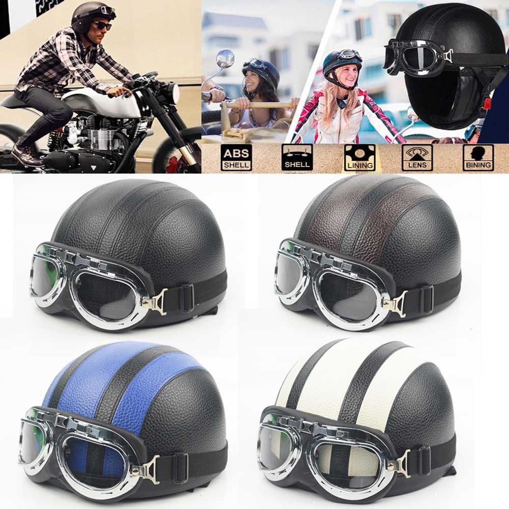 Volwassen Helmen Motorfiets Retro Half Cruise Helm Motorfiets Scooter Helm Voor Harley Vintage Duitse Motorfiets Moto