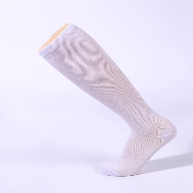 Høst unisex kompresjonsstrømper trykk åreknuter strømpe knehøy benstøtte stretch trykk sirkulasjon: Hvit / S