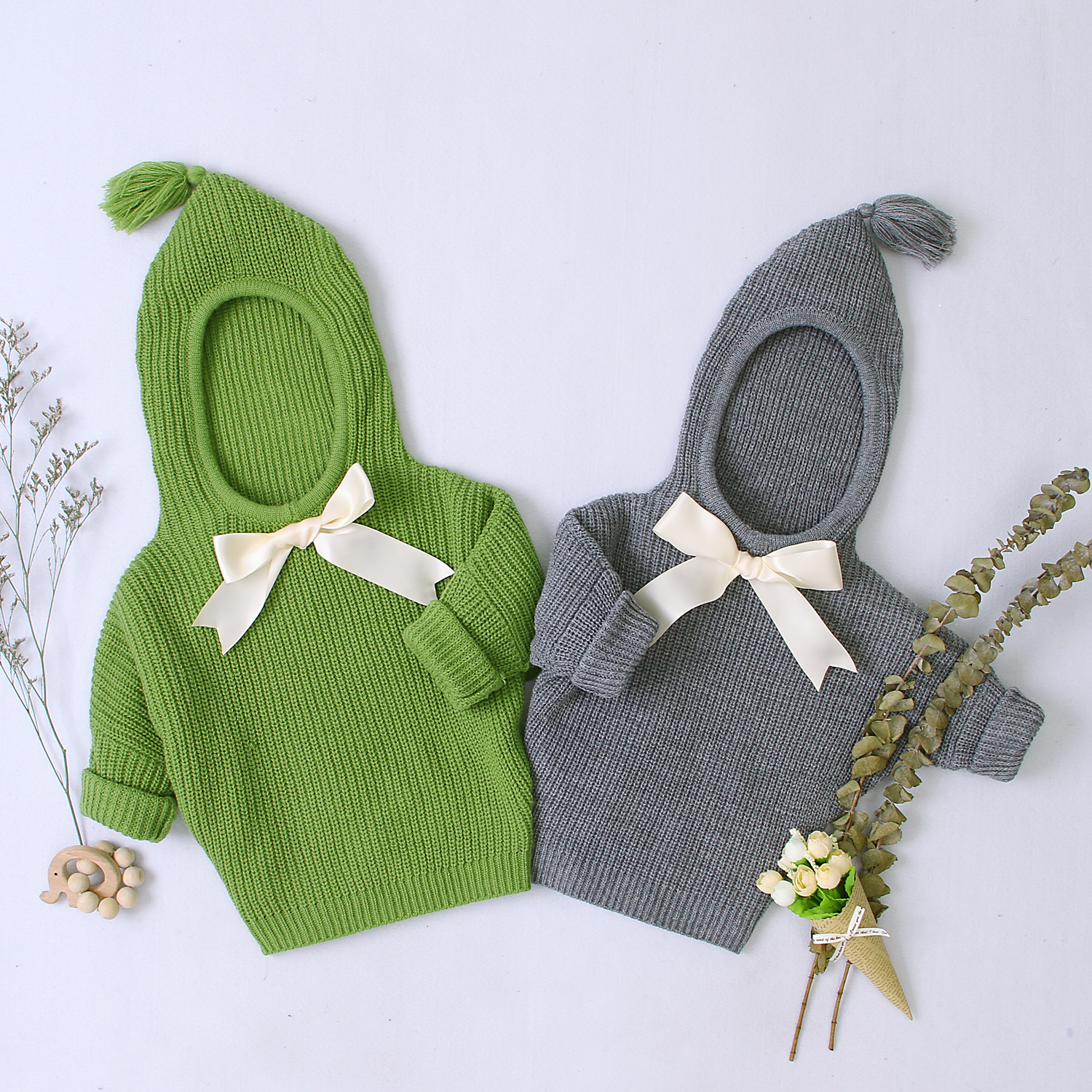 Winter Newborn Toddler Baby Boy Girl Knit Clothes Hooded Warm Sweater Top Outfit