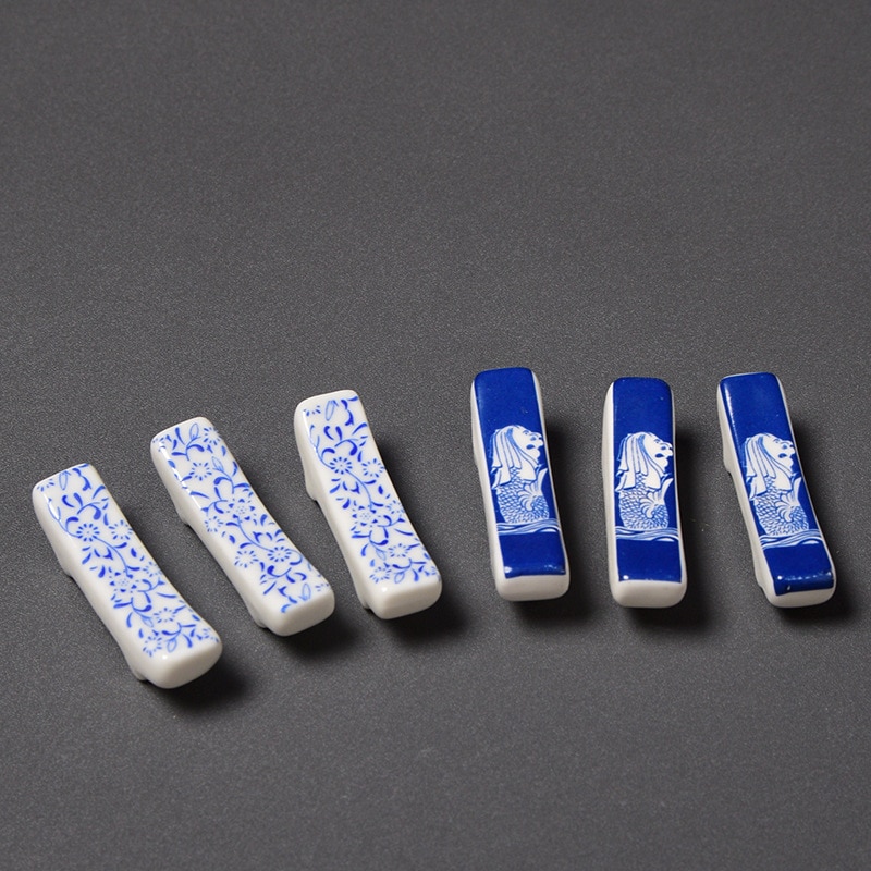 Pure Handgemaakte Japanse Keramische Eetstokjes Stand Blauw En Wit Porselein Patroon Eetstokjes Houden Tafel Meubels Ambachten