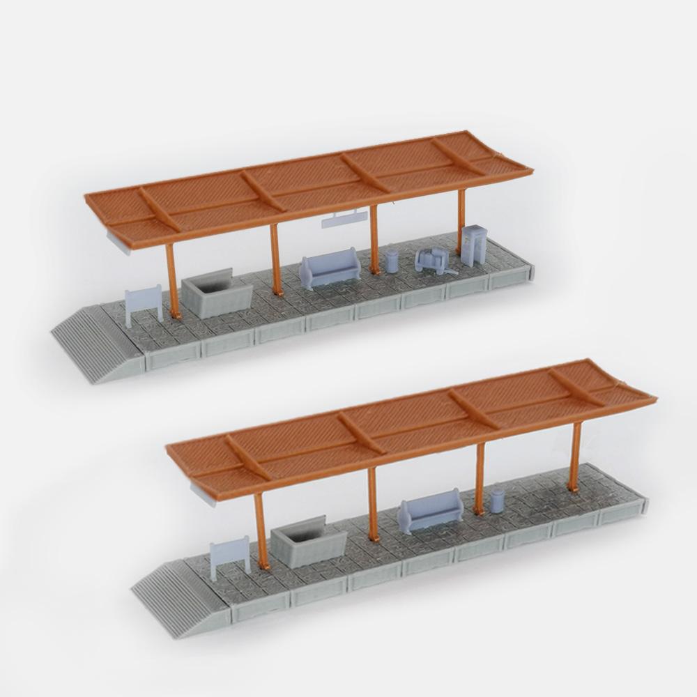 Outland Models Train Station Passenger Platform with Accessories (Full-Covered) 1:220 Z Scale Railway Scenery