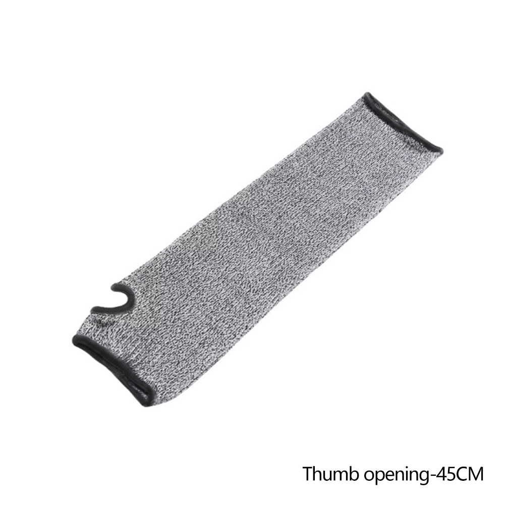 Cut Arm Sleeve Level 5 HPPE Safety Gloves Resistant Anti-Puncture Arm Protection for Construction Automobile Glass Industry: Thumb opening-45CM