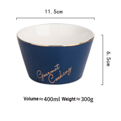 Nordic Blue White Stripes Ceramic Tableware Set Western Food Plate Bowls Breakfast Dish Salad Bowl Rice Bowl Dishes: Bowl 02