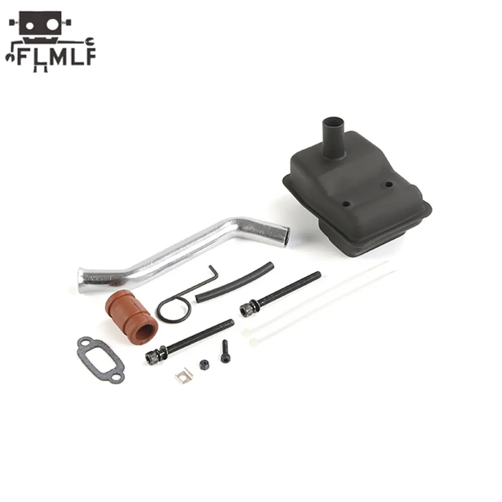 FLMLF Kit de caja de silencio de escape para motor Rc de 23CC ~ 36CC para 1/5 Hpi Rofun Km Rovan Baja Losi 5ive-T DBXL FG GoPed Redcat