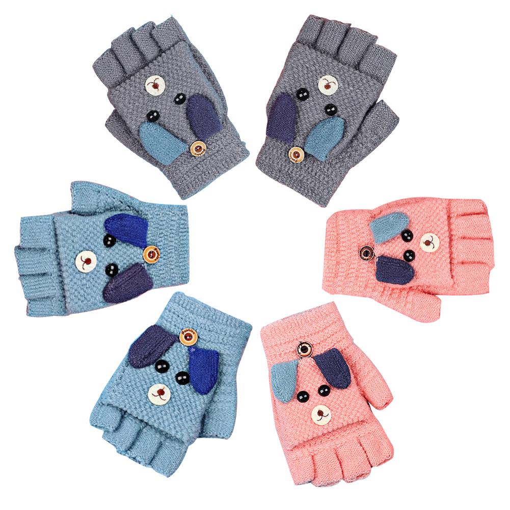 Quente sale1 par de moda crianças dos miúdos das mulheres dos homens inverno manter quente doce malha conversível flip top fingerless luvas