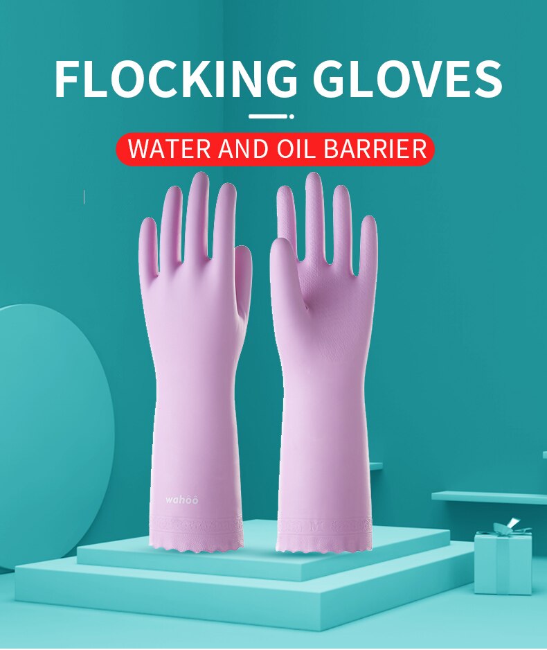 3Pairs PVC Household Gloves Reusable Cleaning Dishwashing Gloves Waterproof Non-Slip For Kitchen Gardening Work Gloves