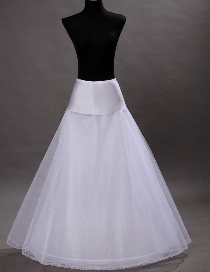 Sous-jupe de mariée blanche, longue, Crinoline, sous-vêtement de mariage: WHITE