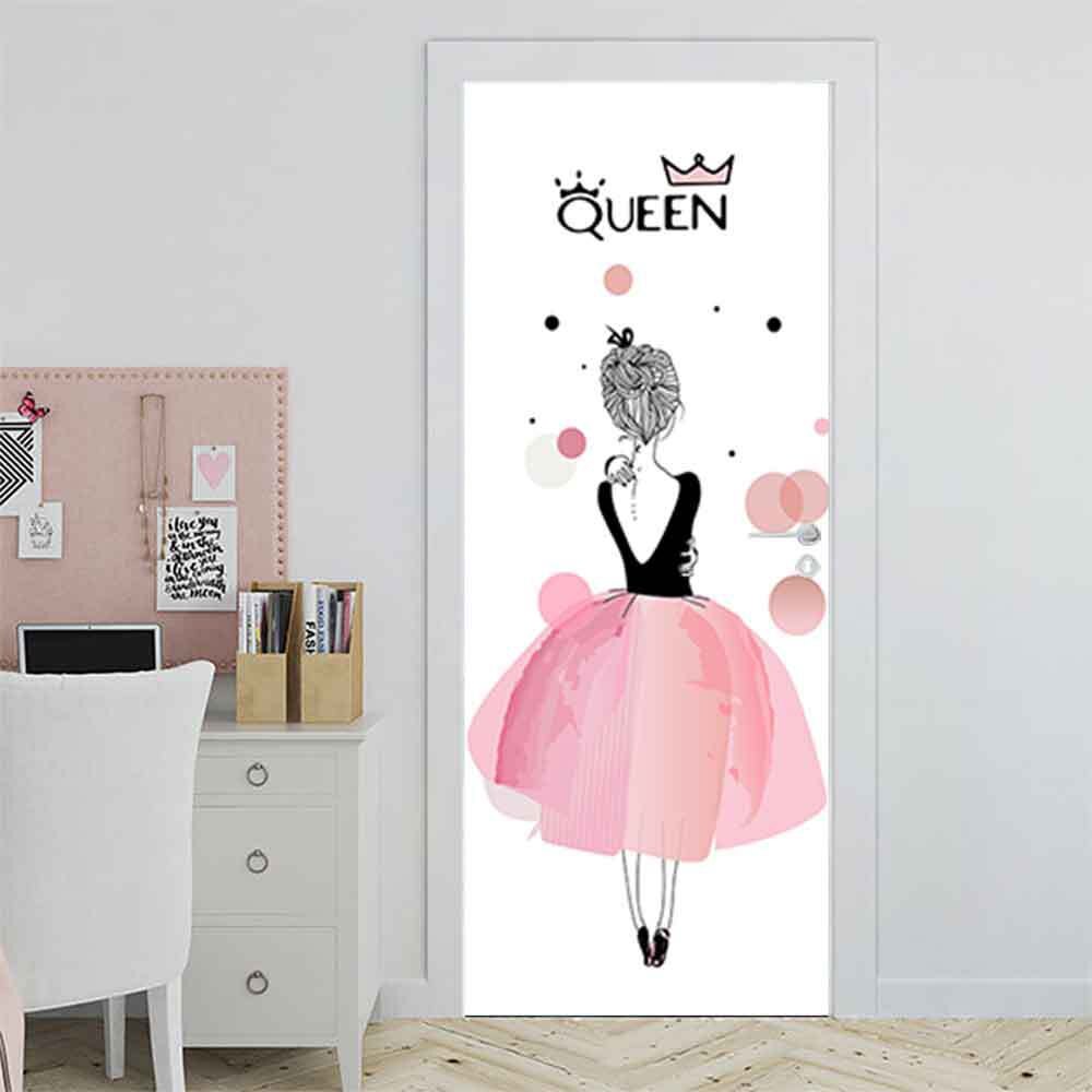 3D Door Sticker Children Room Decor Stickers Door Window Sticker Waterproof PVC Kindergarten Wallpaper Queen House Door Stickers