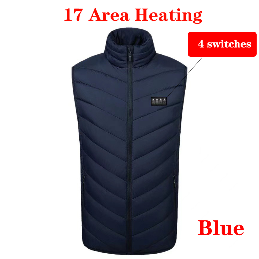Chaleco calefactable de 17/13 lugares para hombre y mujer, chaqueta con calefacción por Usb, ropa térmica, chaleco de caza, chaqueta calefactora de invierno, BlackS-6XL: XXL / YELLOW