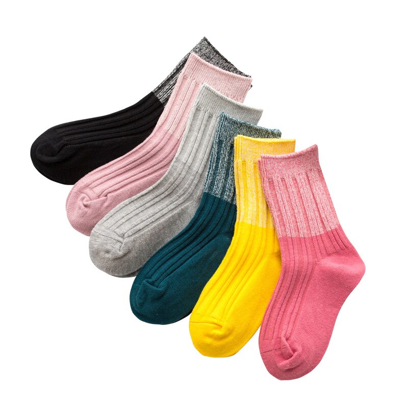 Children Night Light Luminous Cotton Socks Autumn Solid Double Color Stripe Socks for Kids Boys Girls 1-8 Years Old