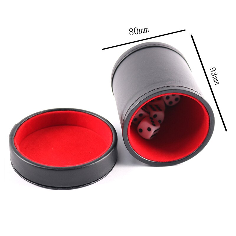 Doppel Schicht Würfel Tassen Neue Schwarz PU Leder verrotten Flanell Würfelbecher Bar Spiel Liefert Mit 6 stücke Würfel