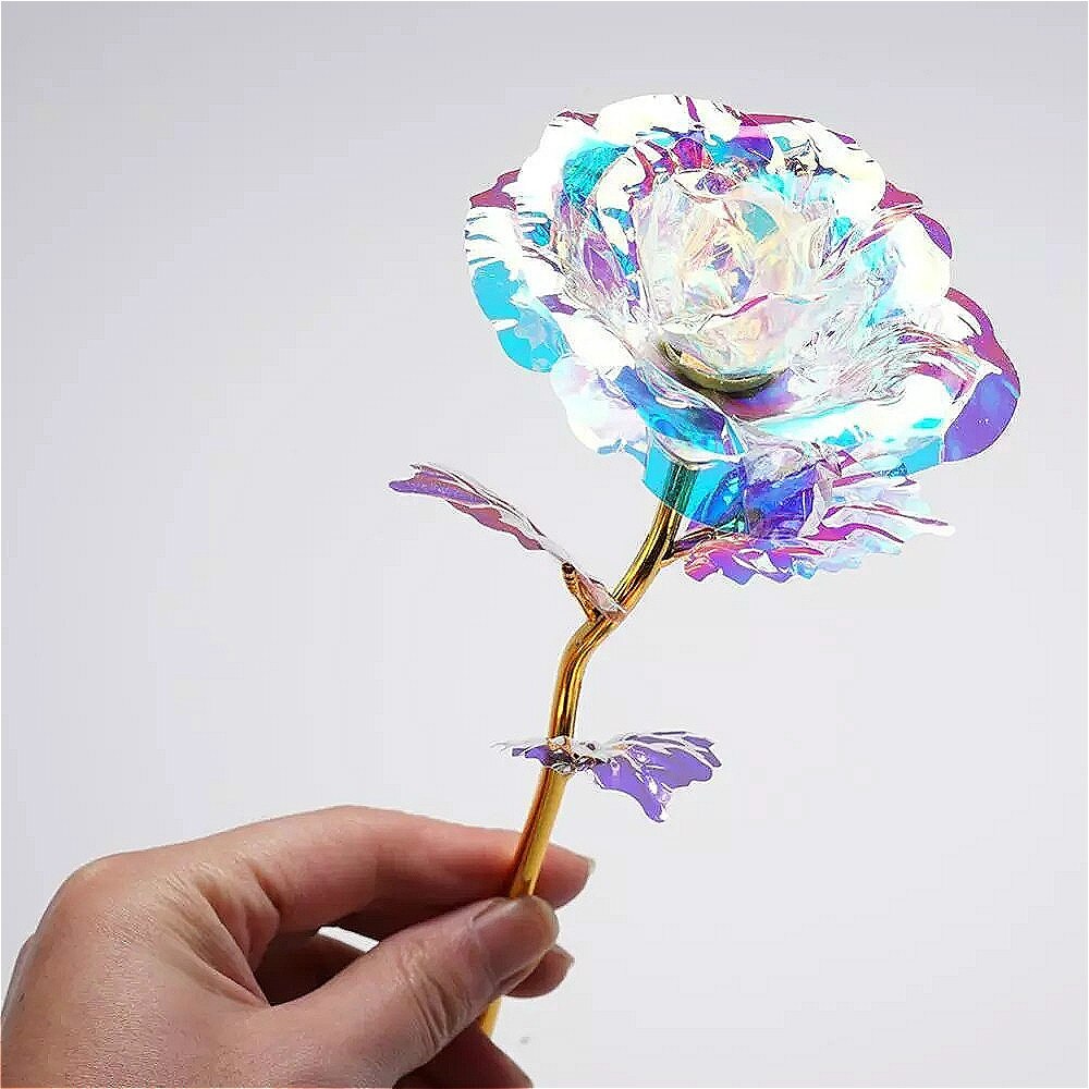 1Pc Valentine's Day 24K Aluminum Foil Rose Gold Rose Lasting Eternal Love Wedding Decoration Lover Lighting Rose