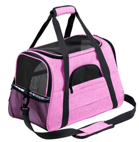 Pet Carrier Travel Cat Carrying Bag Portable Pets Backpack Breathable Car Safety Seat Cat Strap Multifunctional Foldable Pet Bag: Pink