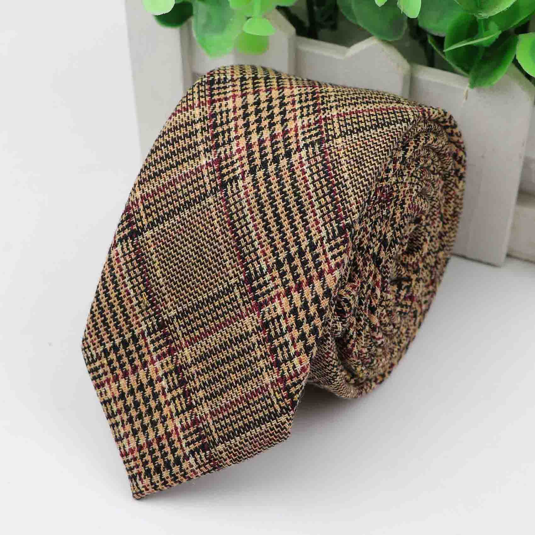 Cravate à carreaux pour hommes, cravate épaisse colorée, costume décontracté, nœuds papillon, coton Slim: 7