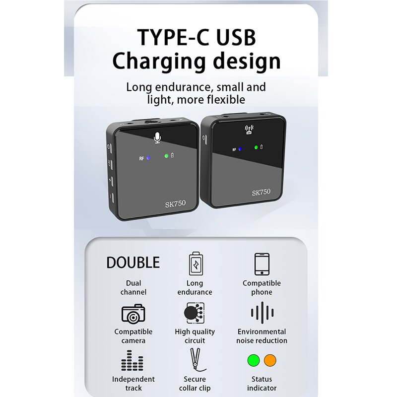 Wireless 1 to 2 UHF Wireless Lavalier Microphone System for Smartphone Laptop DSLR Tablet Camcorder Recorder PK Comica Rode