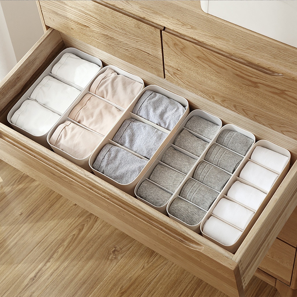 Plastic Separate Sock Underwear Storage Box Finishing Classification Box Grid Organizer Wardrobe Drawer Closet Storage Boxes