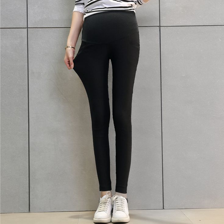 Pantalones de mujer embarazada para primavera y verano, pantalones de abdomen, pantalones de lápiz informales, pantalones de mamá de tendencia salvaje: XL