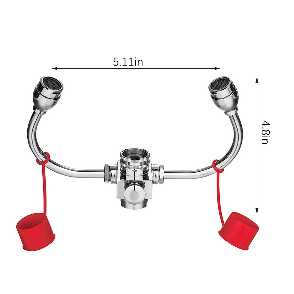 Connected Faucet Eyewash Basin Faucets Wall Mounted Eye Wash Station Emergency Sink Attachment Mount Flush Shower Double Mouth: B