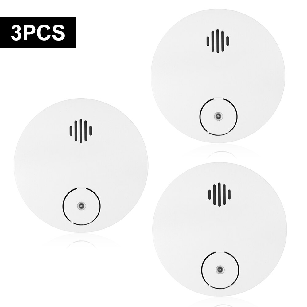 Intelligent Battery-Powered Wireless Smoke Detector Photoelectric Fire Alarm Light Sound Warning Fire Safety For Home Security: 3pcs